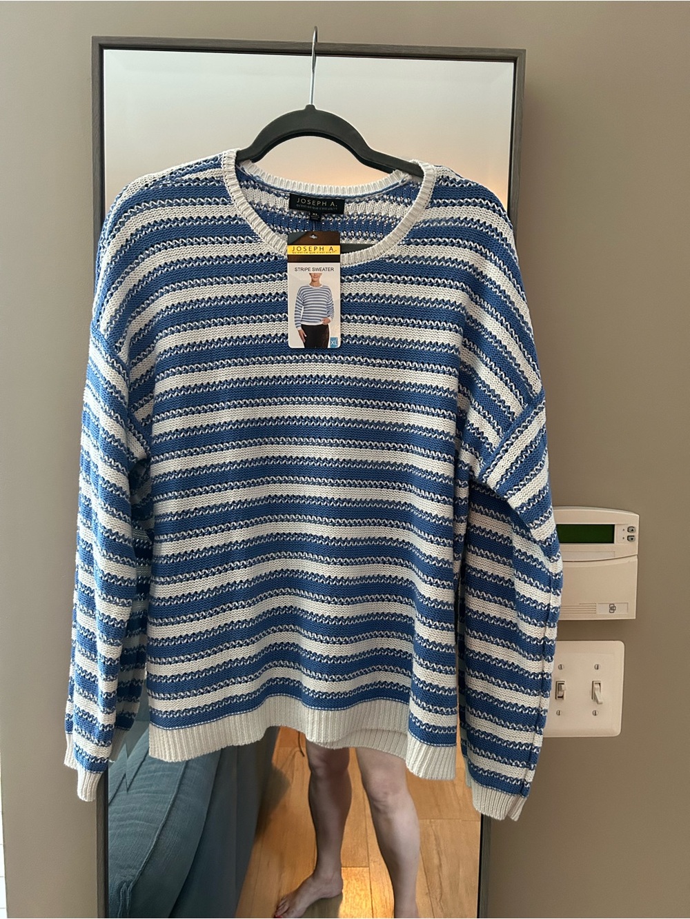 Joseph Blue & White Striped Scoopneck Sweater Cotton Blend XL